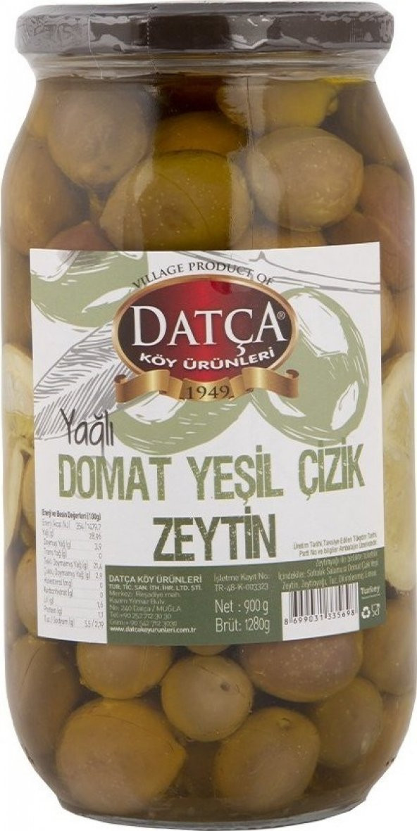 Datça Domat Yağlı Çizik Zeytin 900 gr ürün görseli 1