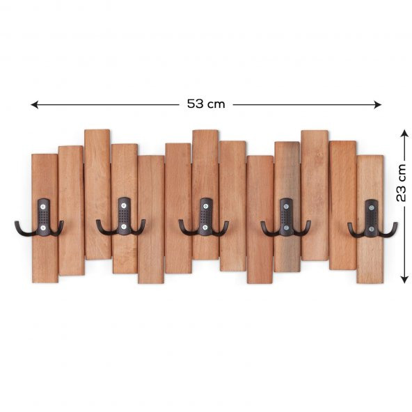 Ahşap Duvar Ve Kapı Askısı Elbise Askılık Piyano Modeli 5 Askılı - 2