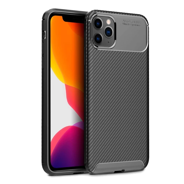 iPhone 11 Pro Max Kılıf Focus Carbon Desen Silikon Arka Kapak - 2