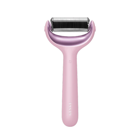 GESKE Mikro İğneli Buz Başlığı Pembe Kuvars Başlıklı Dermaroller MicroNeedler Face Body Roller - Resim 2