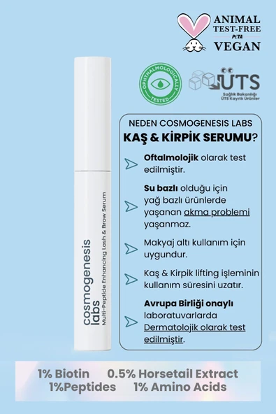 Cosmogenesis Güçlendirici Besleyici Su Bazlı Kaş Kirpik Serumu 3ml - Resim 2