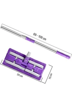 Sihirli Teleskopik Ayarlanabilir Mikrofiber Mop Paspas + Yedek Bez  Fayans Parke Temizleyici Mop Pas - 3