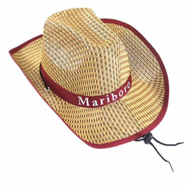 HASIR GÖRÜNÜMLÜ BAĞCIKLI MARİBORO KOVBOY ŞAPKASI YAZLIK FÖTR ŞAPKA - 3