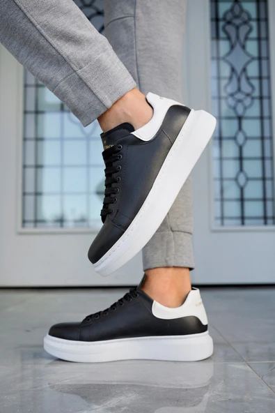 Valendo Siyah Beyaz Garantili Erkek Günlük Casual Bağcıklı Tabanlı Sneaker Ayakkabı VALENDO-5141 - 6