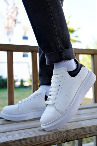Valendo Siyah Beyaz Garantili Erkek Günlük Casual Bağcıklı Tabanlı Sneaker Ayakkabı VALENDO-5141 - 5