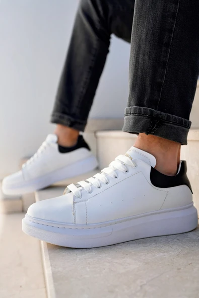 Valendo Siyah Beyaz Garantili Erkek Günlük Casual Bağcıklı Tabanlı Sneaker Ayakkabı VALENDO-5141 - 2