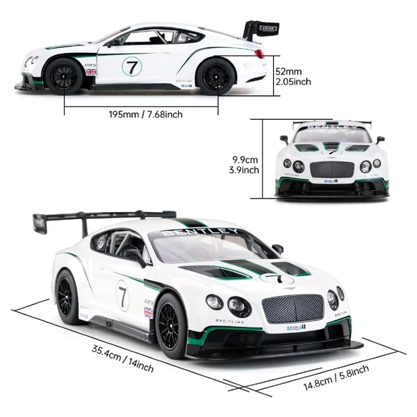 1:14 Uzaktan Kumandalı Araba Bentley Continental GT3 2.4 Ghz Işıklı Beyaz - 3