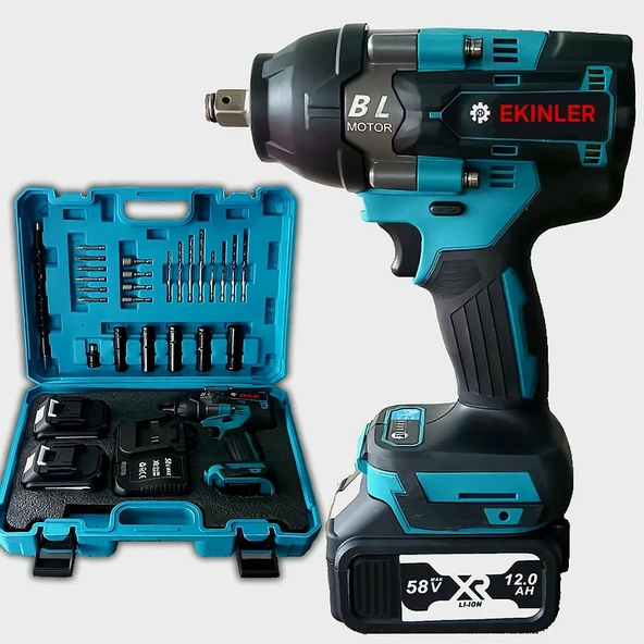 Yeni Profesyonel Kömürsüz Akülü 58vf Somun Sıkma Sökme Seti 800Nm  EEA342