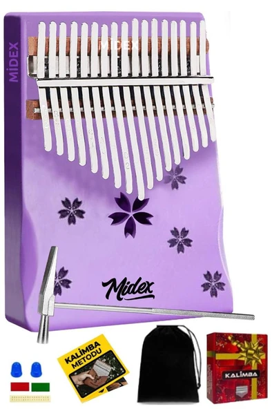 Midex KLX-870 Mor Renk Yüksek Kaliteli Ahşap Kalimba 17 Tuşlu Full Set ürün görseli 1