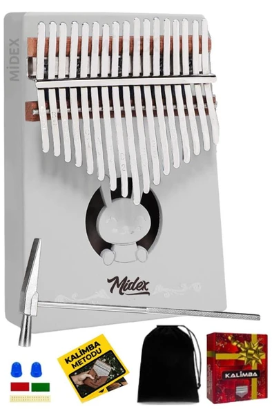 Midex KLX-550 Beyaz Renk Gerçek Ağaç Kalimba 17 Tuşlu Full Set ürün görseli