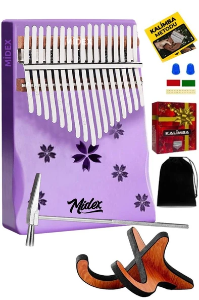 Midex KLX-870-PAK Mor Renk Yüksek Kaliteli Ahşap Kalimba 17 Tuşlu Full Set ürün görseli