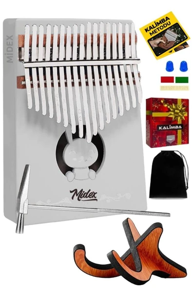 Midex KLX-550-PAK Beyaz Renk Gerçek Ağaç Kalimba 17 Tuşlu Full Set ürün görseli