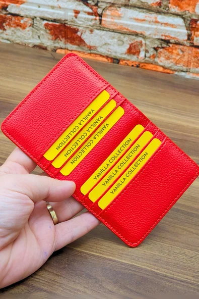 Minimal ve Ergonomik Kırmızı Cüzdan – 6 Kartlık – Kağıt Para Bölmeli – Kartlık ve Cüzdan Modeli - Resim 5