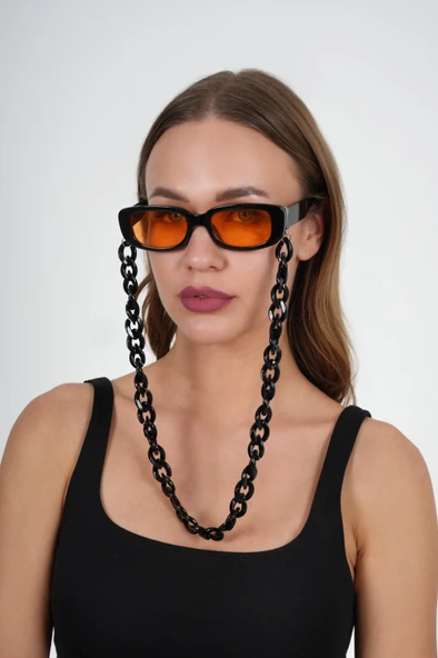 Siyah Akrilik Kalın Tasarım Gözlük Zinciri - Resim 4