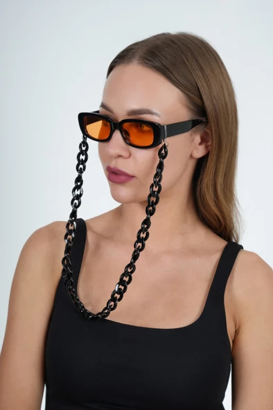Siyah Akrilik Kalın Tasarım Gözlük Zinciri - Resim 2
