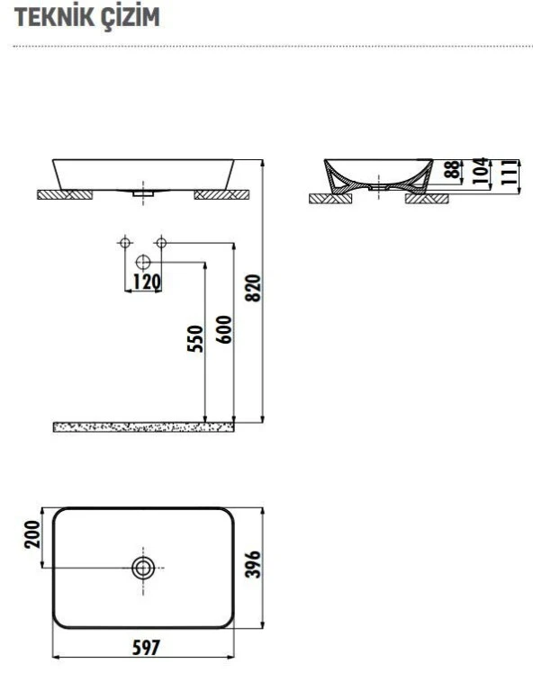Creavit Set Üstü UL060 Ultra 60cm Lavabo - Cappucino Mat - 3