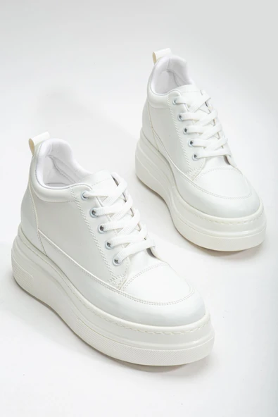 Nesvina Kadın Gizli Topuk Beyaz Sneaker - 1