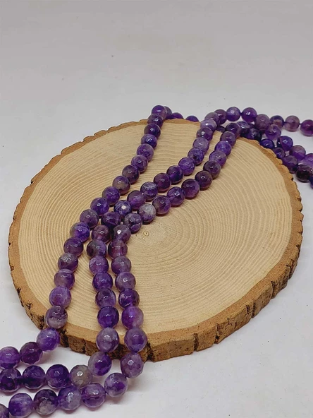 Ametist Taşı Faset Kesim Dizi 10mm (54336) - Resim 3