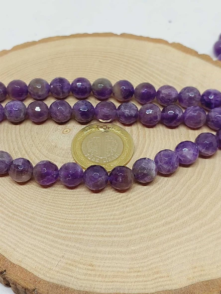 Ametist Taşı Faset Kesim Dizi 10mm (54336) - Resim 2