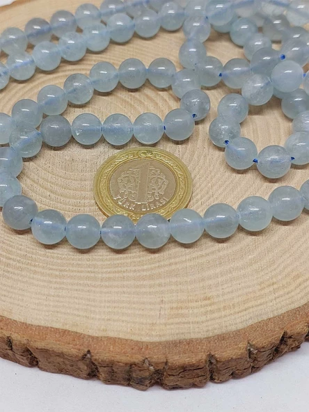 Akuamarin Taşı Dizi 8mm (54344) - Resim 2