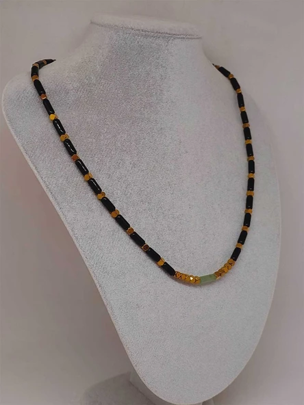 Aventurin Taşı & Oniks Taşı Tasarım Unisex Kolye (54418) - 6