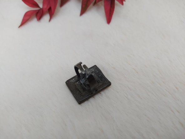 Hdmarketim Kadın Yüzük Otantik Eskitme Tasarım Taşlı Füme Renk Yüzük - 2