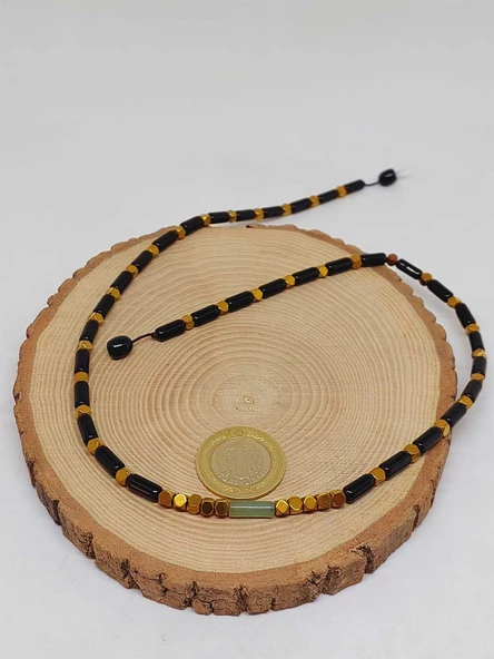 Aventurin Taşı & Oniks Taşı Tasarım Unisex Kolye (54418) - 4