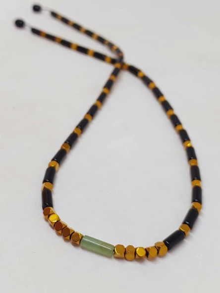 Aventurin Taşı & Oniks Taşı Tasarım Unisex Kolye (54418) - 7