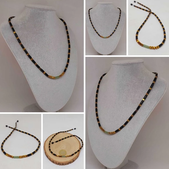 Aventurin Taşı & Oniks Taşı Tasarım Unisex Kolye (54418)