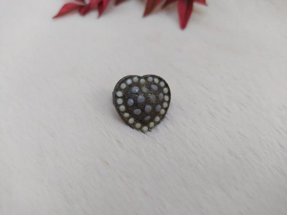 Hdmarketim Kadın Yüzük Otantik Eskitme Tasarım Taşlı Füme Renk Yüzük