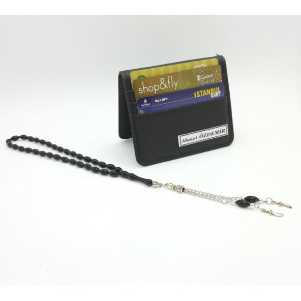 Kişiye Özel Gümüş Metal Baskılı Para Gözlü Kartlık Ve Tesbih Set