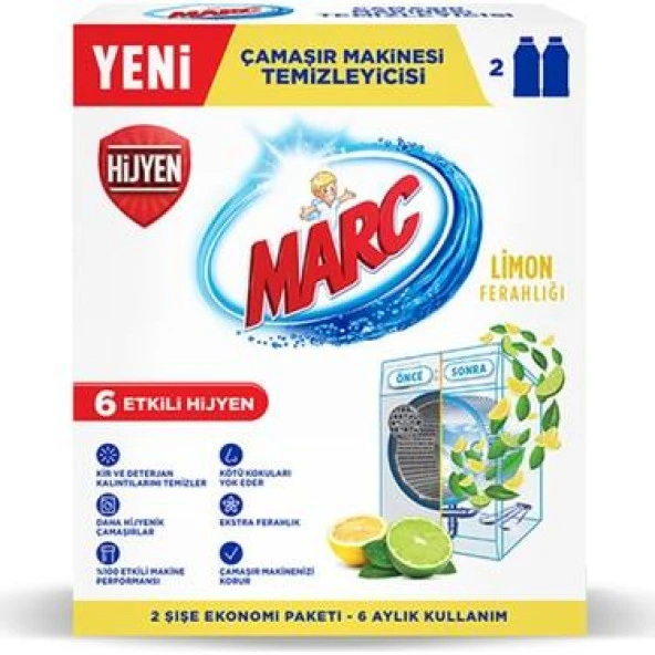MARC ÇAMAŞIR MAKİNE TEMİZLEYİCİ 2X250ML LİMON