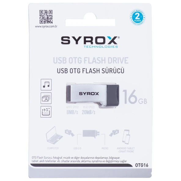 Syrox 16 GB 2.0 Micro OTG Flash Bellek OTG16