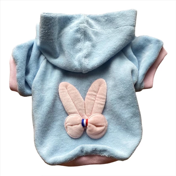 Blue Pink Bunny Sweatshirt Kedi Süeteri Kedi Kıyafeti - Resim 8