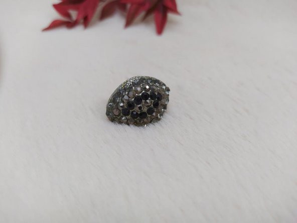 Hdmarketim Kadın Yüzük Otantik Swaroski Taşlı Gri Renk Yüzük