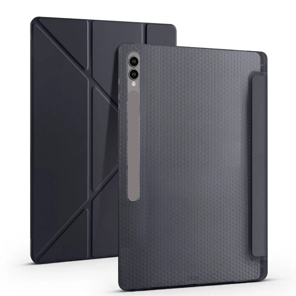 Vendas Samsung Galaxy Tab S10 Ultra Kılıf Zore Tri Folding Kalem Bölmeli Standlı Kılıf