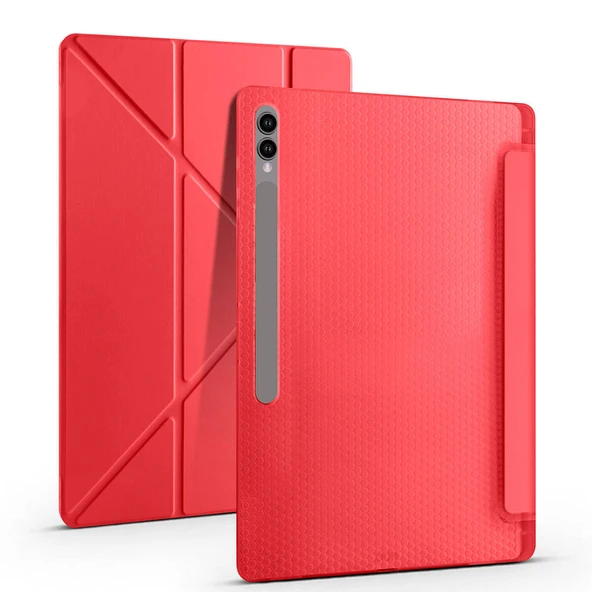 Vendas Samsung Galaxy Tab S10 Ultra Kılıf Zore Tri Folding Kalem Bölmeli Standlı Kılıf - 3