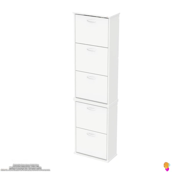 Modilayn VARBİ UMAY' 2 Li Asma Kapı Önü 52x193x25, 5 cm’ lik 5 Düşer Kapak 10 Göz Bölme Ayakkabılık - 7