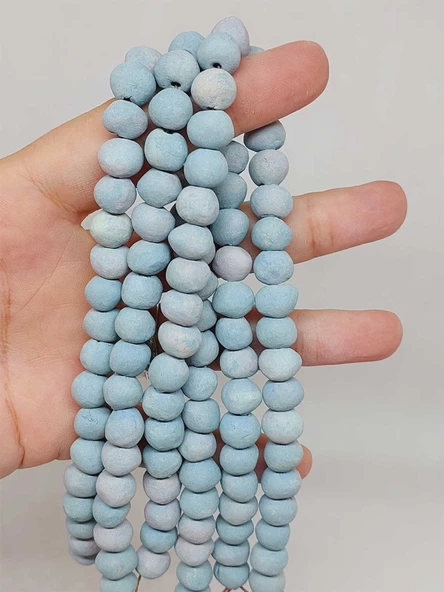 Mavi Pigmentli Seramik Boncuk Dizi 8-9mm/30cm (54250) - Resim 2