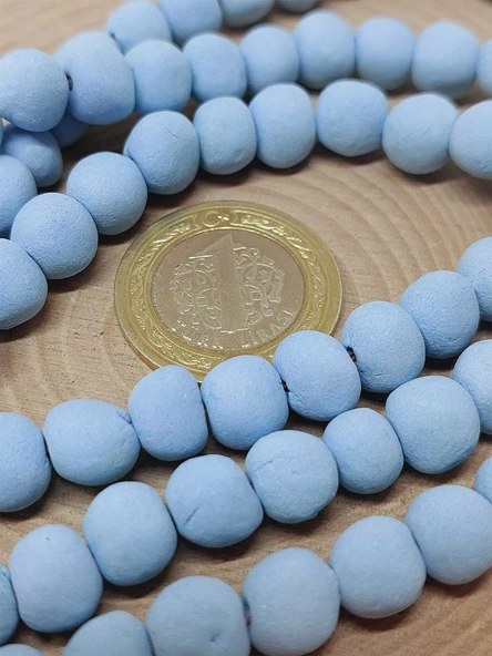 Mavi Pigmentli Seramik Boncuk Dizi 8-9mm/30cm (54248) - Resim 3