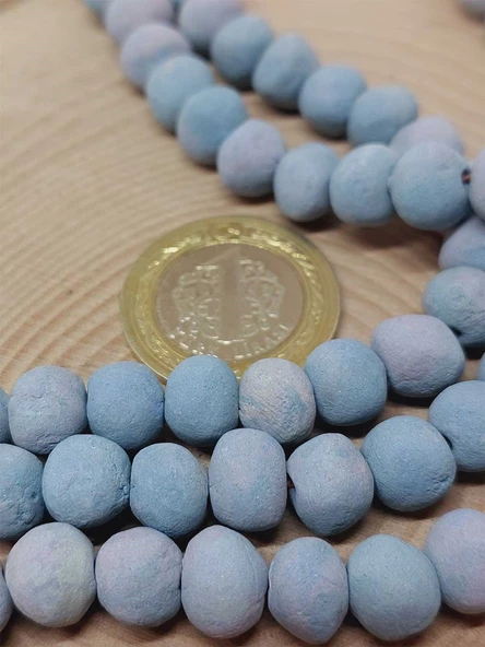 Mavi Pigmentli Seramik Boncuk Dizi 8-9mm/30cm (54250) - Resim 3