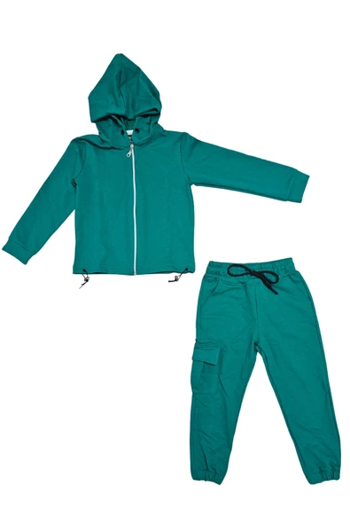 Kapşonlu Fermuarlı Beli Lastik Detaylı Kız Çocuk Günlük Eşofman Takımı 2 İplik MNK0664 - 4