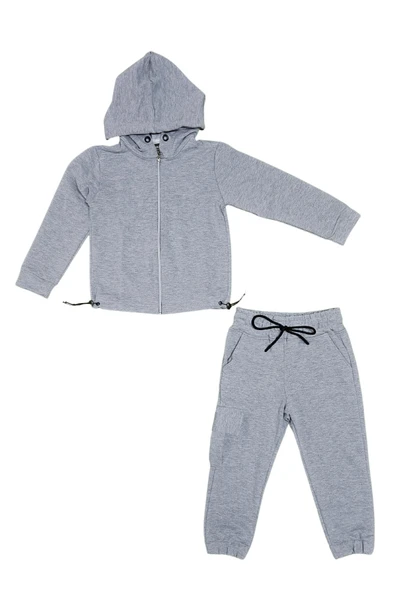 Kapşonlu Fermuarlı Beli Lastik Detaylı Kız Çocuk Günlük Eşofman Takımı 2 İplik MNK0664 - 11