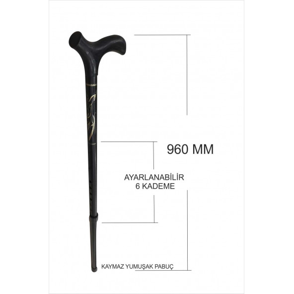 Ortopedik Uzun Ömürlü Hediyelik 83 cm Baston Koltuk Değneği Deyneği Asa - 2