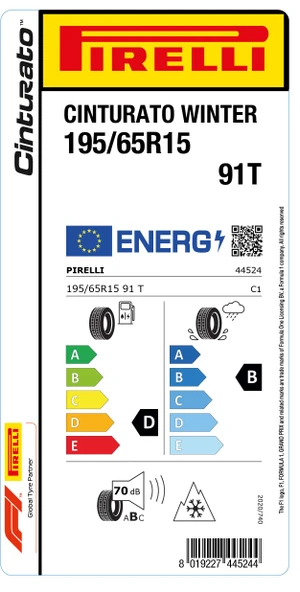 Pirelli 195/65R15 91T Cinturato Winter D-B-70 Kış Oto Lastiği (Üretim Yılı: 2024) - 1