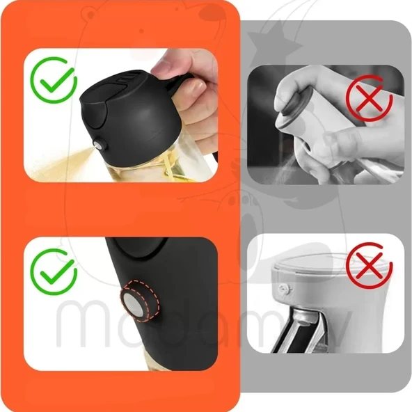 2 Adet Çift Fonksiyonlu Cam Sprey Yağdanlık 450ml Zeytinyağı Sıvıyağ Şişe Airfryer Yağlık Sirkelik - 2