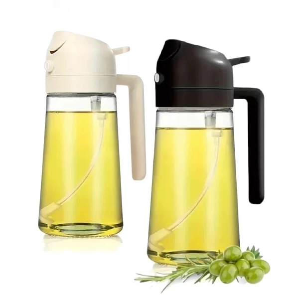 2 Adet Çift Fonksiyonlu Cam Sprey Yağdanlık 450ml Zeytinyağı Sıvıyağ Şişe Airfryer Yağlık Sirkelik