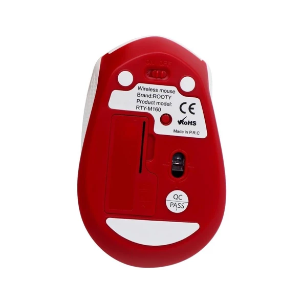 Rooty Sessiz Kablosuz Optik Mouse Çok Fonksiyonlu- Beyaz Kırmızı - 3