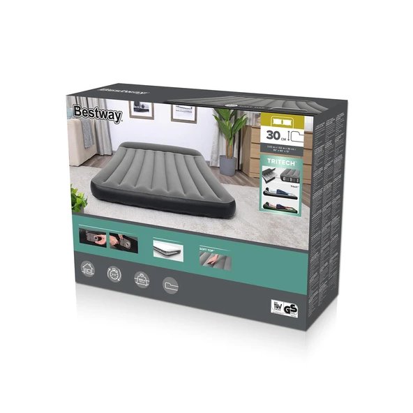Bestway Çift Kişilik Kendinden Pompalı Yatak 203x152x30cm 67464 - 7