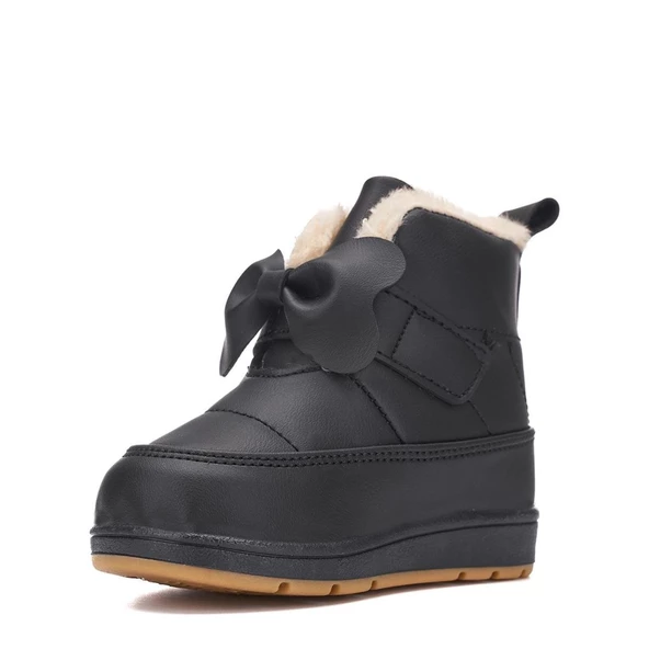 Albishoes Kız Bebek Fiyonklu Desen Cırt Cırtlı Kürklü Su ve Soğuğa Dayanıklı Bebek Kız Çocuk Bot - 2